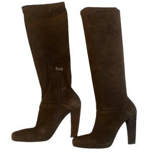 Suede Prada Boots. Beautiful deep brown color. Perfect fall boot!
